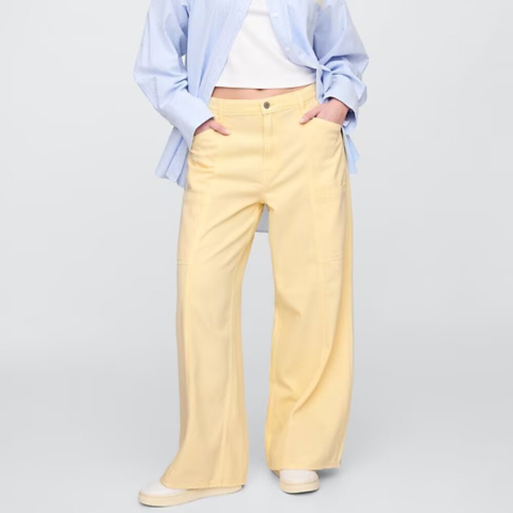 GAP Yellow Mid Rise SuperSoft Baggy Utility Jeans/NWT/Size: 8/29 - Picture 7 of 16